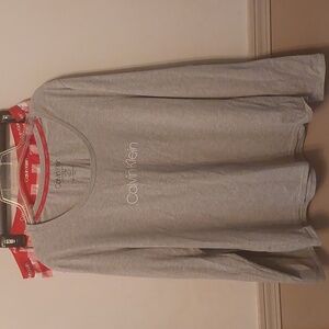 Calvin Klein Gray and Plaid Pajama Set Top and Shorts Sz XL
